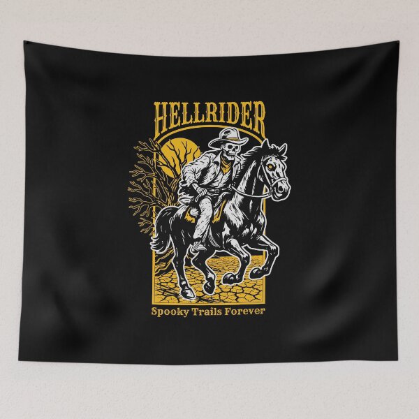 Item preview, Hellrider - Skeleton Cowboy On Ghost Horse Vintage Halloween Western  designed and sold by thalloathiew.