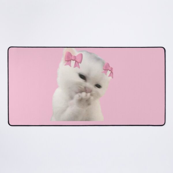 Item preview, Shy Cute Kitten with Pink Bow designed and sold by FTHStudio.