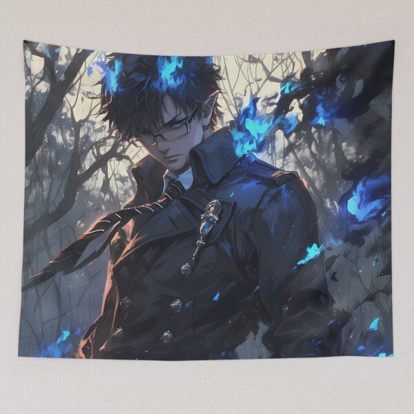 Item preview, Yukio Okumura Blue Exorcist Solemn Anime Blue Flame Forest Quiet Strength designed and sold by Tokyonomad.