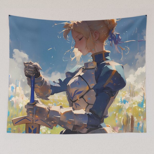 Item preview, Saber Fate Stay Night Radiant Anime Girl Waifu Floral Blue Knight Serenity designed and sold by Tokyonomad.