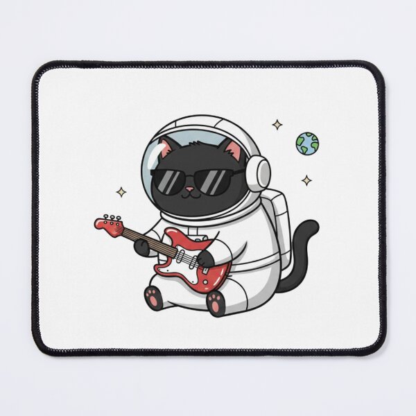 Item preview, Space Rockstar Black Cat - Funny Astronaut Guitarist Sticker designed and sold by RelateAndTee.