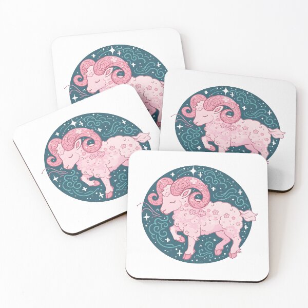 Item preview, Pink Aries Zodiac Ram Illustration | Cute Astrology Art designed and sold by Senkov.