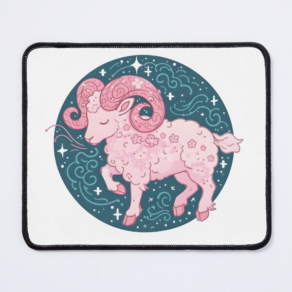 Item preview, Pink Aries Zodiac Ram Illustration | Cute Astrology Art designed and sold by Senkov.