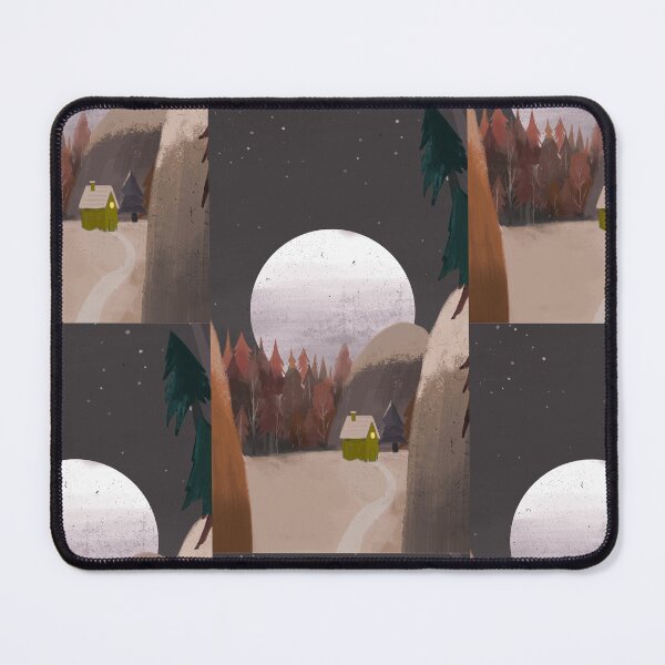 Item preview, Moonlit Winter Cabin in Forest – Cozy Night Landscape Illustration designed and sold by ROHITJIDEGINER.