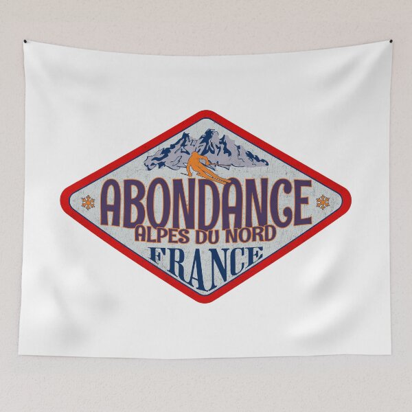 Aperçu de l'œuvre Abondance, Alpes du Nord, France, création d'un badge de ski vintage créée et vendue par Wanderful-roads.