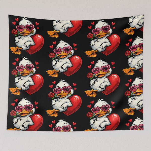 Item preview, Flirty Valentine Duck With Heart Glasses And Rose designed and sold by TeeTimeTreasure.