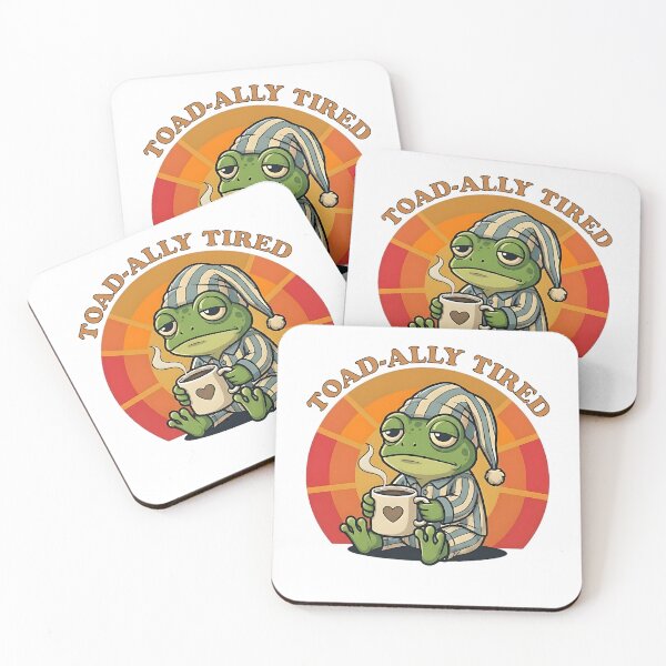 Item preview, Toad-ally Tired - Funny Frog Coffee Morning Pun designed and sold by brandByLea.