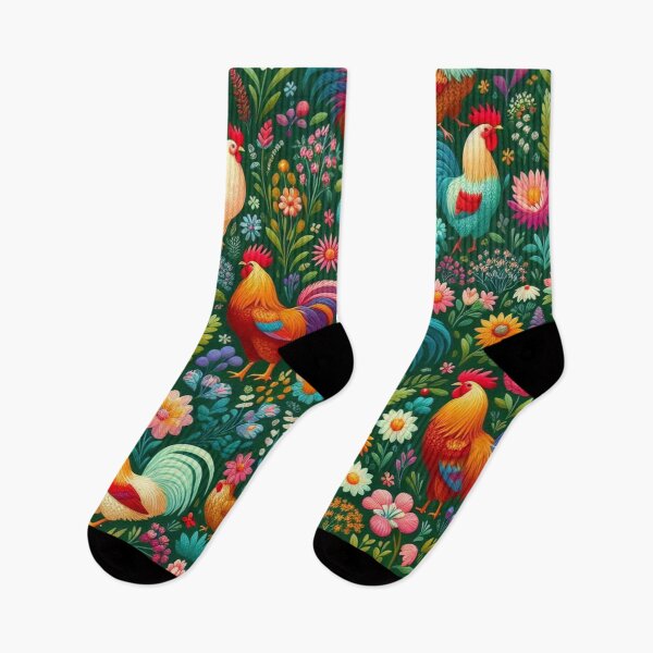 Item preview, Colorful Roosters and Flowers designed and sold by purplesensation.
