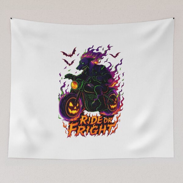 Item preview, Halloween Ghost Rider Greyhound – Neon Anime Biker Pumpkin Flames  designed and sold by thalloathiew.