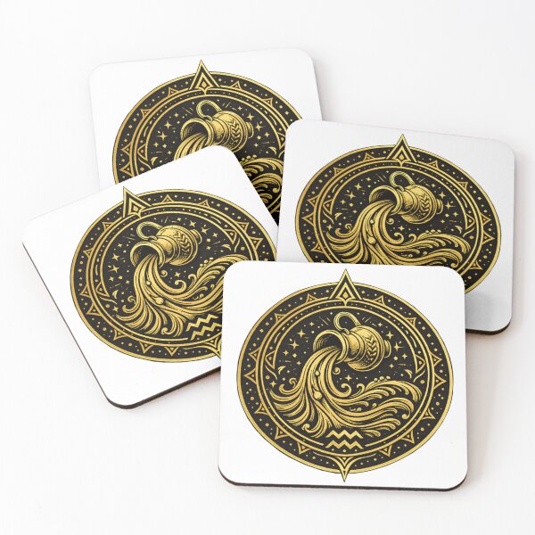 Item preview, Aquarius Zodiac Medallion — Visionary Air Gold Emblem designed and sold by Dream Machine.