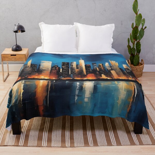 Item preview, New York Skyline at Night – Iconic Urban Oil Painting Style designed and sold by Glitchart66.