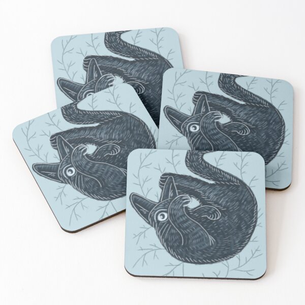 Item preview, Black kitten on a blue background designed and sold by Dormitria.
