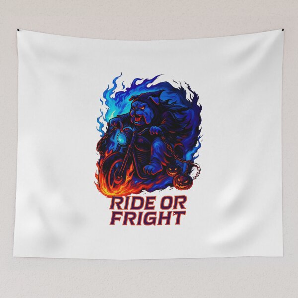 Item preview, Halloween Bulldog Ghost Rider – Ride Or Fright Neon Biker Anime Design  designed and sold by thalloathiew.