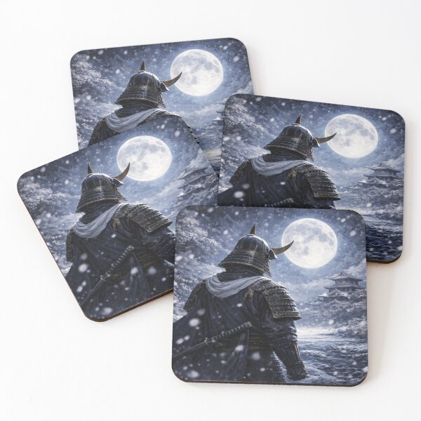 Item preview, Moonlit Samurai in the Winter Silence – Guardian of the Frozen Night | Mori no Akari Series designed and sold by Mori-no-Akari.