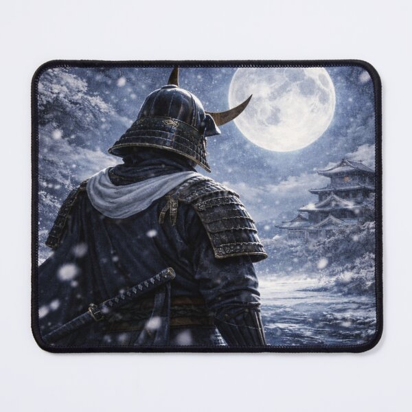 Item preview, Moonlit Samurai in the Winter Silence – Guardian of the Frozen Night | Mori no Akari Series designed and sold by Mori-no-Akari.