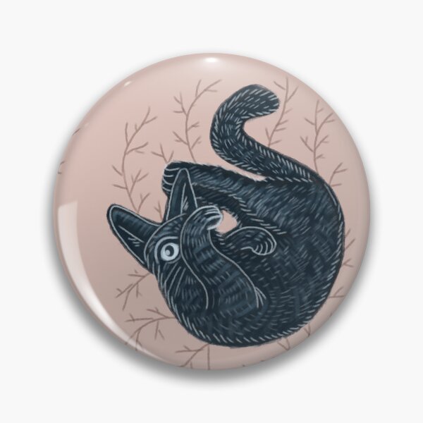 Item preview, Black kitten on a pink background, hand-drawn designed and sold by Dormitria.
