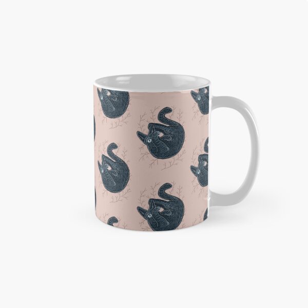 Item preview, Black kitten on a pink background, hand-drawn designed and sold by Dormitria.