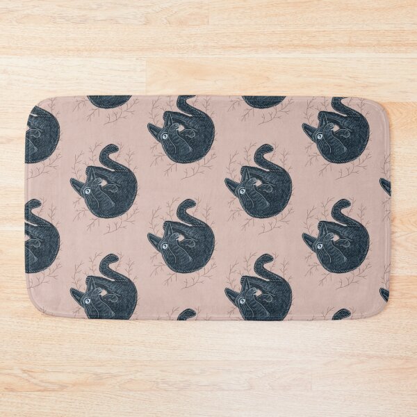 Item preview, Black kitten on a pink background, hand-drawn designed and sold by Dormitria.