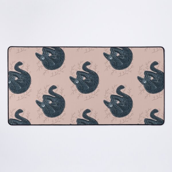 Item preview, Black kitten on a pink background, hand-drawn designed and sold by Dormitria.