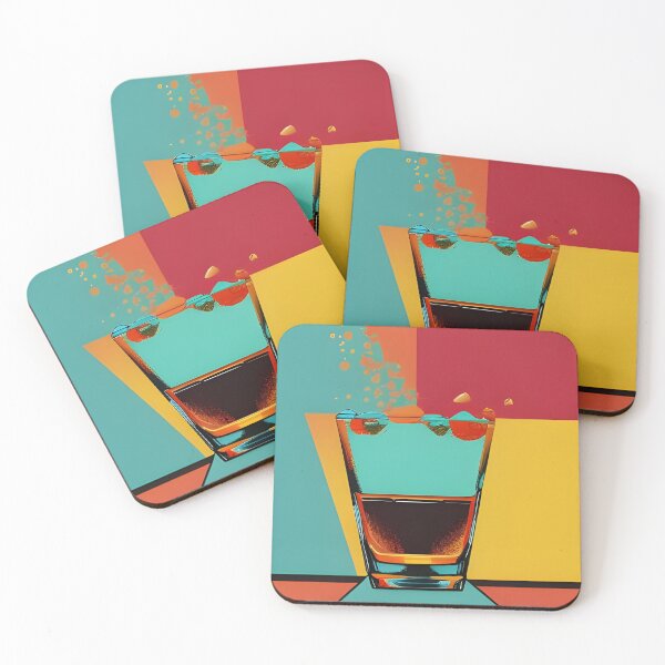 Item preview, Modern Drink Geometry – Abstract glass still life in bold colors designed and sold by The-Art-End.