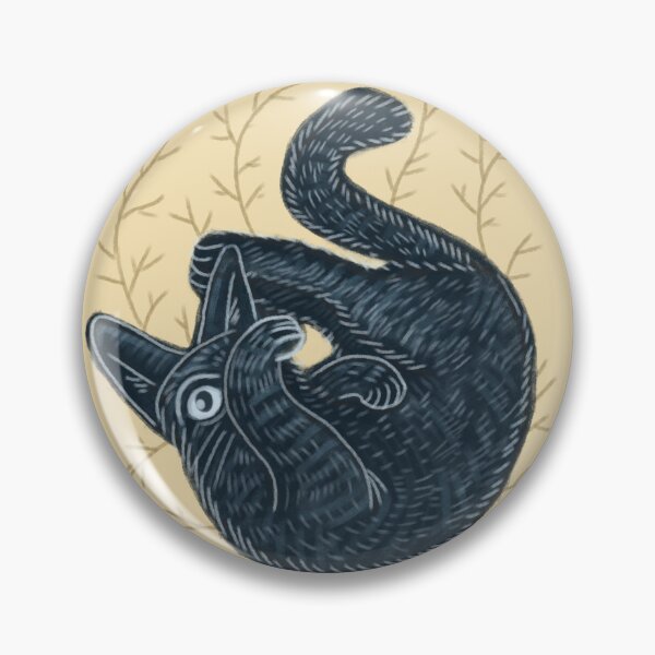Item preview, Black kitten on a yellow background, hand-drawn, cat collection designed and sold by Dormitria.
