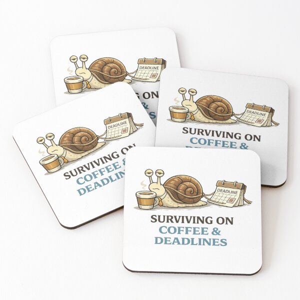 Item preview, Surviving on Coffee & Deadlines – Snail Work Humor designed and sold by CraftLum.