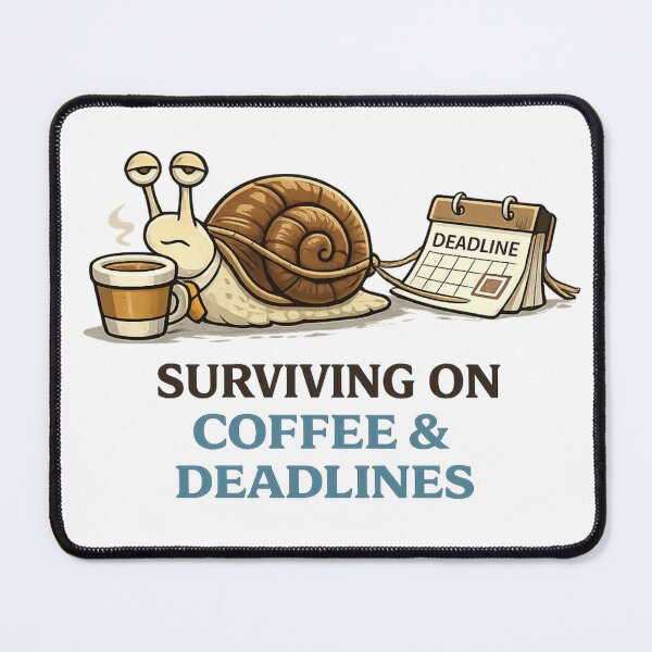 Item preview, Surviving on Coffee & Deadlines – Snail Work Humor designed and sold by CraftLum.