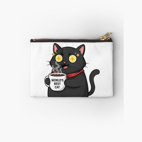 Item preview, Coffee Addict Black Cat - Funny Morning Caffeine Rush Sticker designed and sold by RelateAndTee.