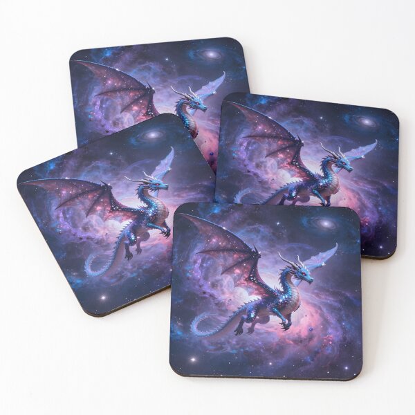 Item preview, A dragon in a galaxy full of vibrant nebulae designed and sold by Marcu Ioachim.