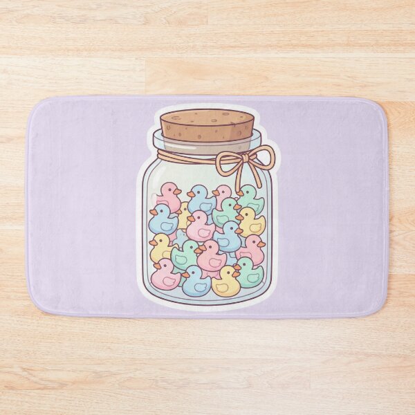 Item preview, Cute Duck Jar Illustration – Pastel Rubber Ducks in Glass Bottle, Kawaii Aesthetic Art designed and sold by MuseAI.