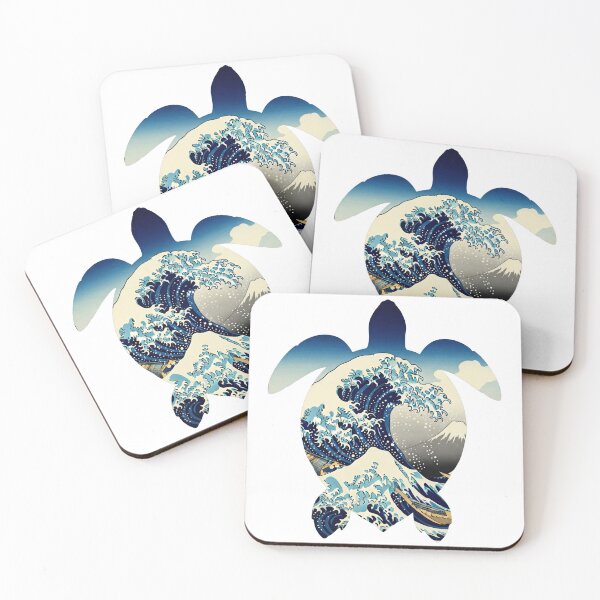 Item preview, white Great Wave off Kanagawa Japanese Art Sea Turtle designed and sold by zoughlal.