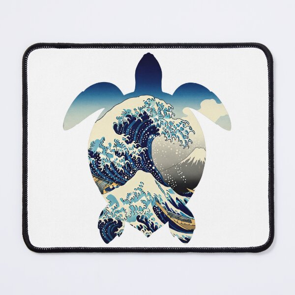Item preview, white Great Wave off Kanagawa Japanese Art Sea Turtle designed and sold by zoughlal.
