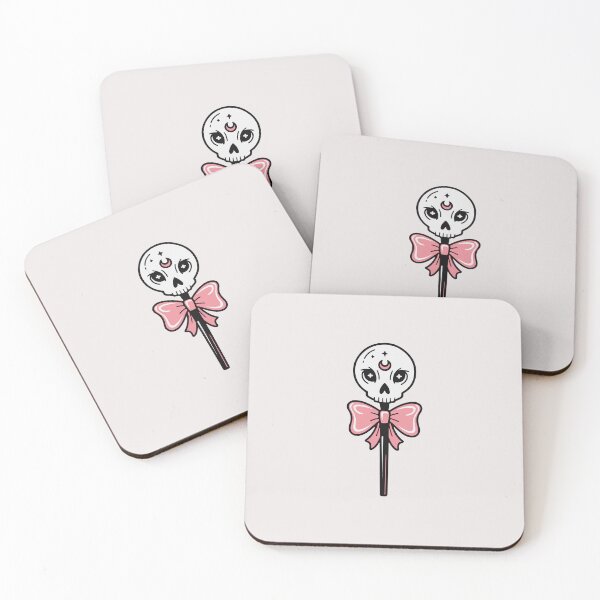 Item preview, Cute Skull Lollipop - Pastel Goth Pink Bow Art designed and sold by minki-graphics.