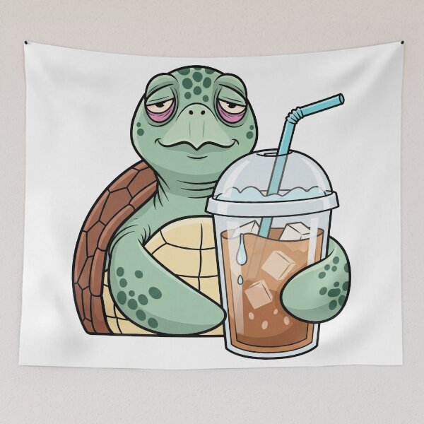 Item preview, white Relaxed Turtle Drinking Iced Coffee Summer Vibe designed and sold by zoughlal.
