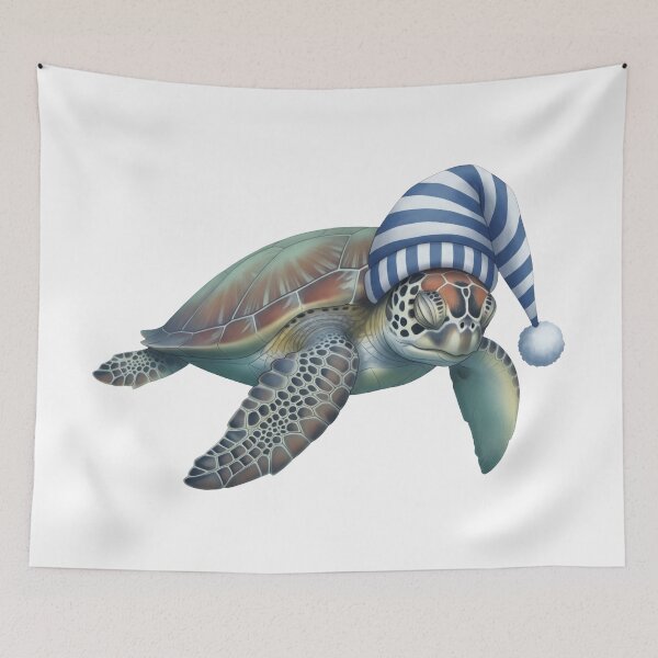 Item preview, white Sleepy Turtle in Nightcap Pajamas Nap Time designed and sold by zoughlal.