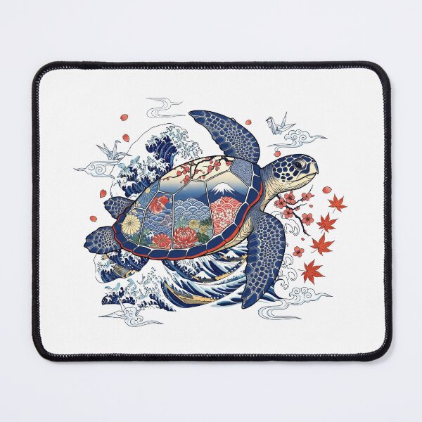 Item preview, white Japanese Cranes and Cherry Blossoms Asian Art Turtle designed and sold by zoughlal.