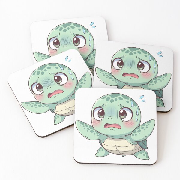 Item preview, white Shy Anxious Kawaii Anime Sea Turtle designed and sold by zoughlal.