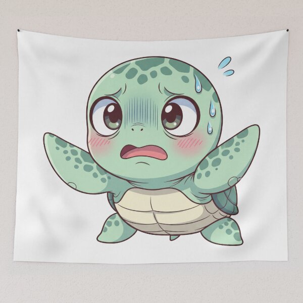 Item preview, white Shy Anxious Kawaii Anime Sea Turtle designed and sold by zoughlal.
