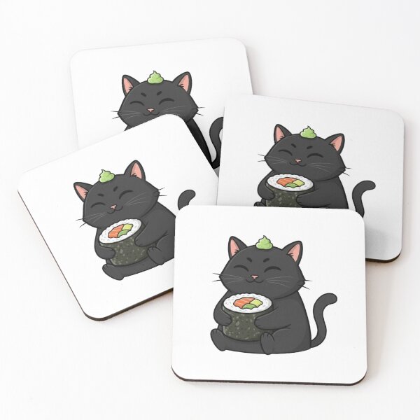Item preview, Sushi Lover Black Cat - Funny Japanese Foodie Kawaii Sticker designed and sold by RelateAndTee.