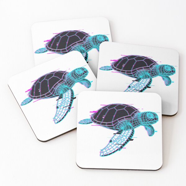Item preview, white Cyberpunk Glitch Art Neon Wireframe Sea Turtle designed and sold by zoughlal.