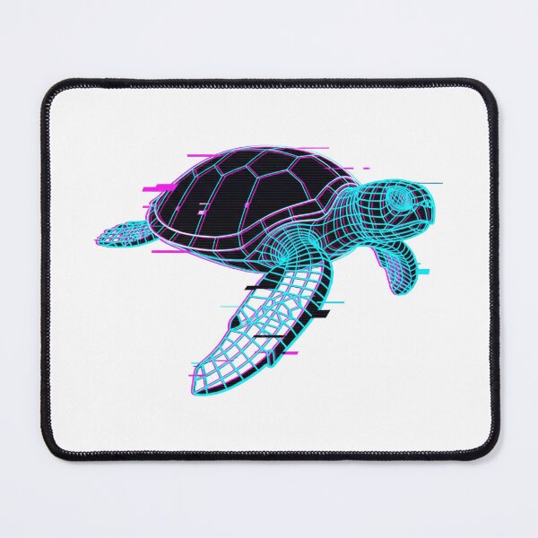 Item preview, white Cyberpunk Glitch Art Neon Wireframe Sea Turtle designed and sold by zoughlal.