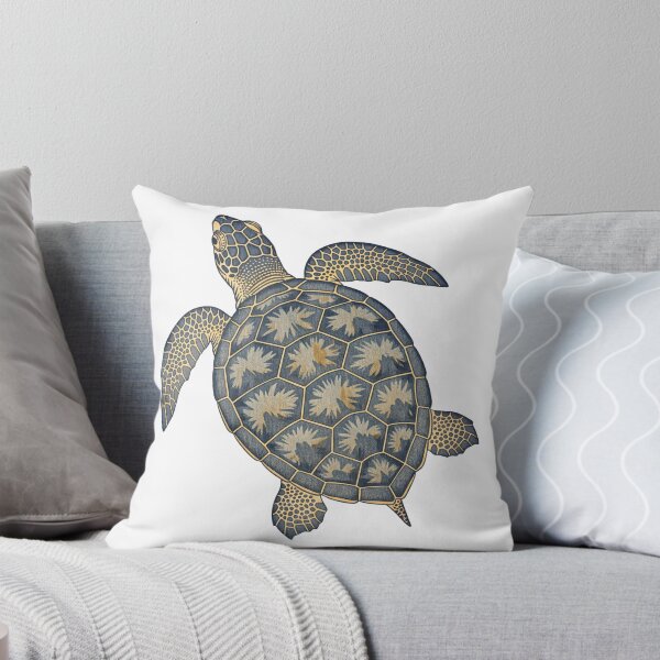Item preview, white Indigo Blue Batik Pattern Boho Tribal Turtle designed and sold by zoughlal.