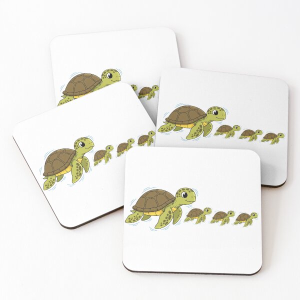 Item preview, white Mother and Baby Sea Turtles Swimming Family Line designed and sold by zoughlal.