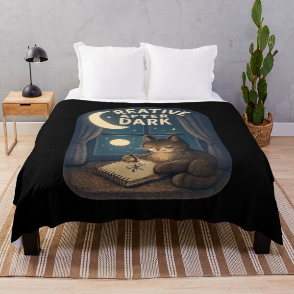 Item preview, Creative After Dark - Cozy Cat Drawing by Moonlight designed and sold by MKreative Studio.