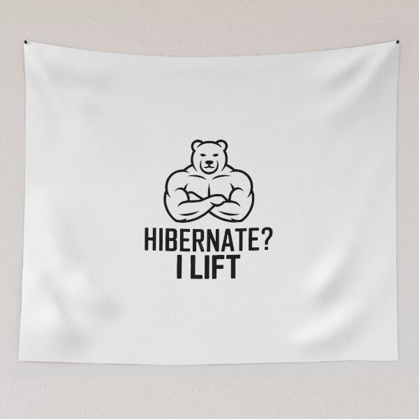 Item preview, Hibernate I Lift – Winter Gym Line Art Fitness Humor designed and sold by WSPrintCrafter.