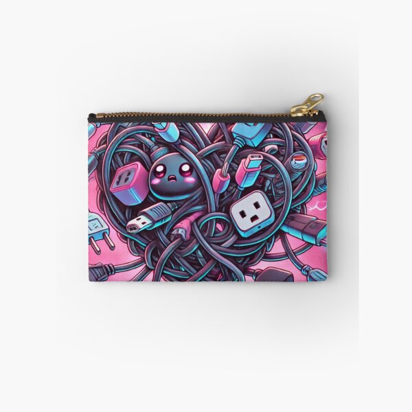 Item preview, Cute Tangled Cables Neon Art – Tech Chaos Funny Illustration designed and sold by ComedyInkFactor.