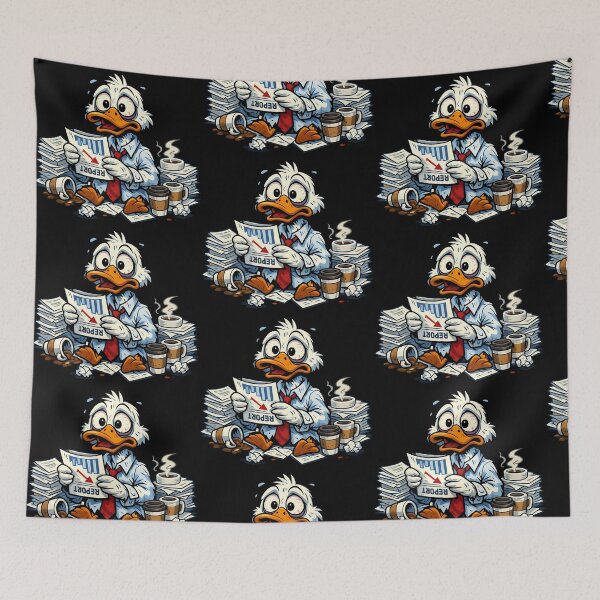 Item preview, Overworked Duck Reading a Bad Report Illustration designed and sold by TeeTimeTreasure.