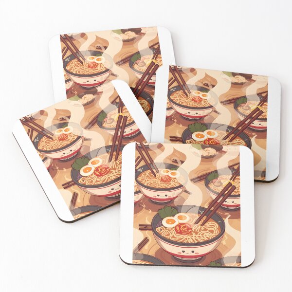 Item preview, Kawaii Anime Ramen Bowl Pattern with Steam and Cute Faces designed and sold by PalmixArt.
