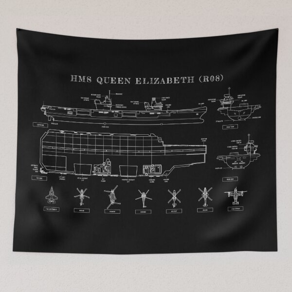 Artikelvorschau, HMS Queen Elizabeth (R08) (White Stencil-No Background) entworfen und verkauft von BGALAXY.