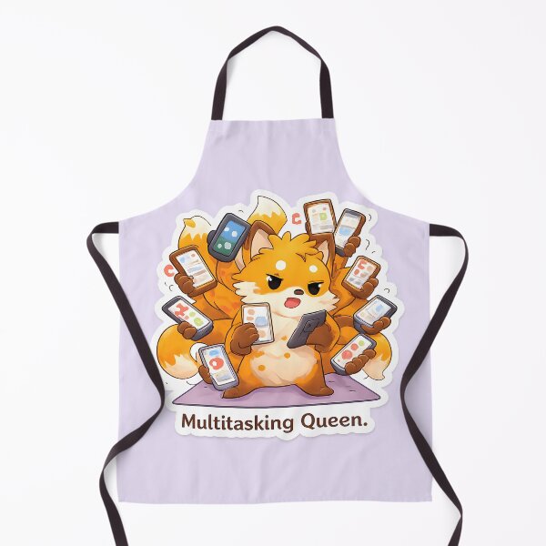 Item preview, Multitasking Queen Fox – Cute Kawaii Chibi Busy Work Vibes designed and sold by Still Breathing Studio.
